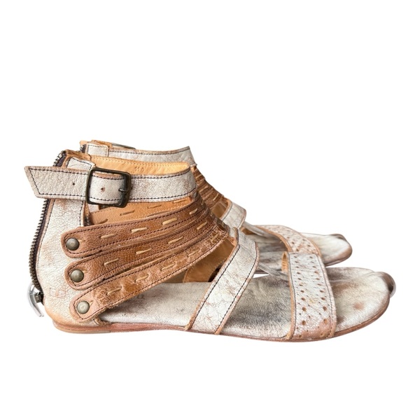 BEDSTU Artemis Brown and White Strappy Sandals - Picture 1 of 8